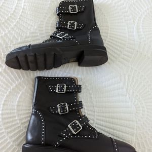 Stuart Weitzman "Jesse" Boots Size 40 Black with Stud Details